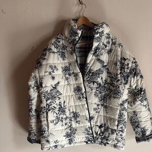 Johnny Was Monochrome Floral Puffer Jacket